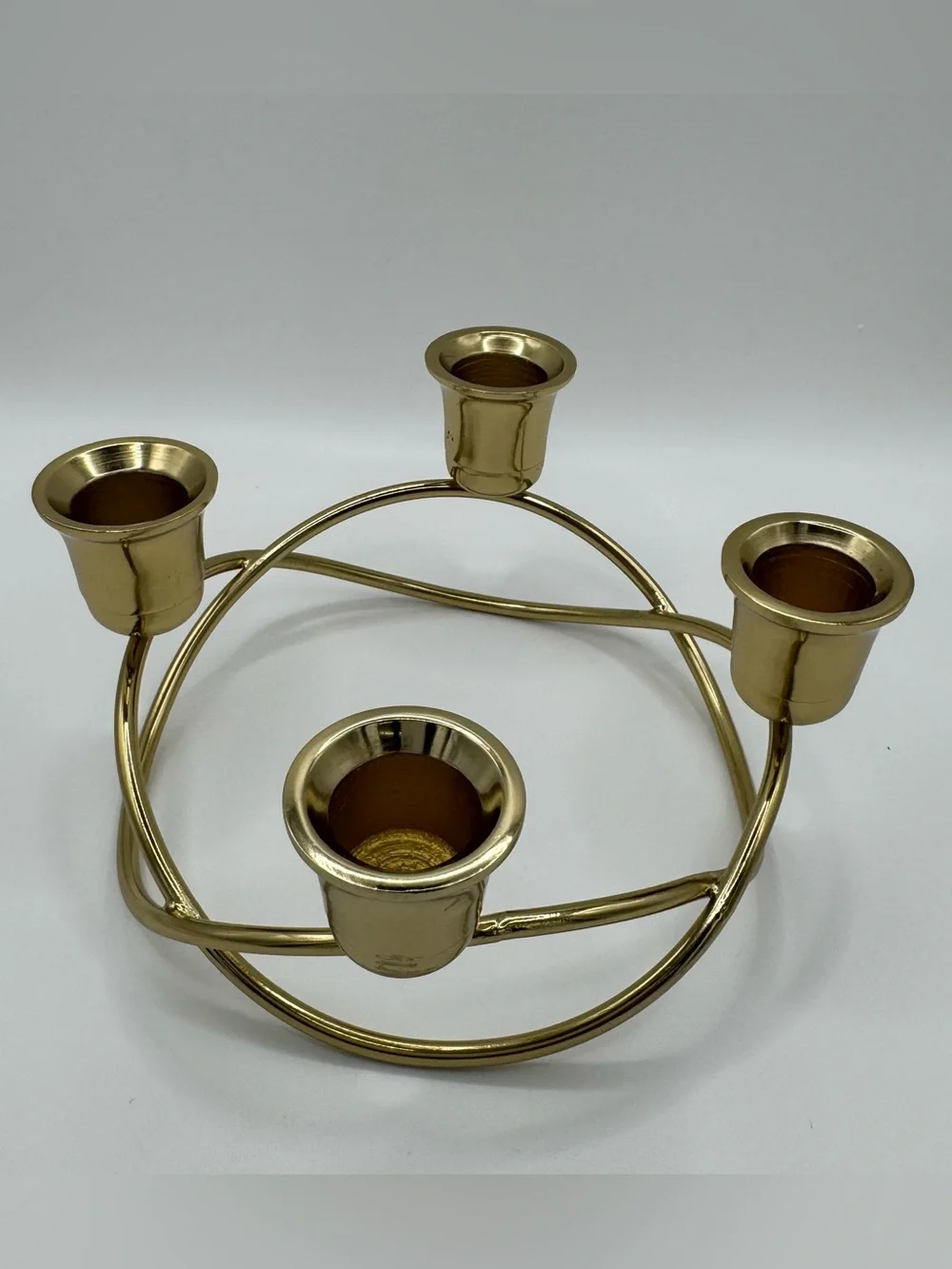 Vintage PartyLite Brass Quartet Candle Holder 4 Taper Candelabra Centerpiece MCM - Picture 2 of 10